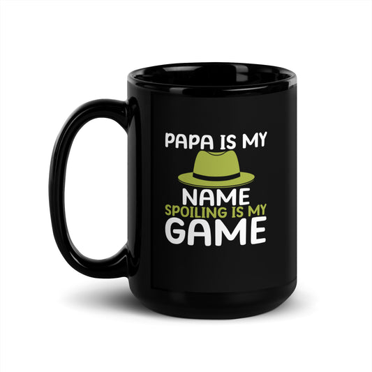 Papa Is My Name Black Mug