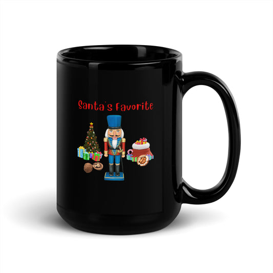 Santa's Favorite Nutcracker Black Mug