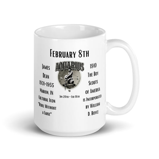 February 08th Birthday Mug - James Dean & Boy Scouts of America