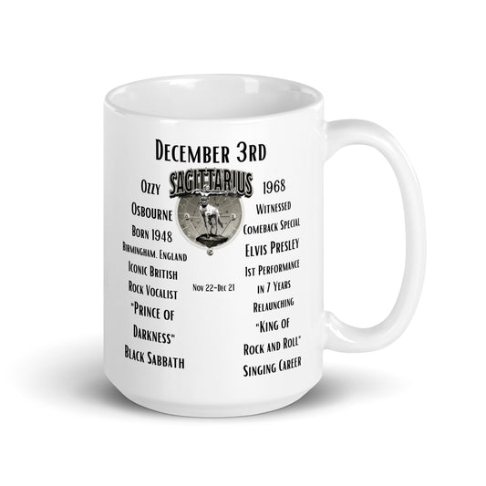 December 03rd Birthday Mug - Ozzy Osbourne & Elvis Presley
