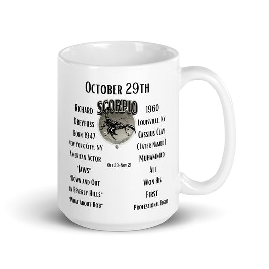 October 29th Birthday Mug - Richard Dreyfuss & Cassius Clay