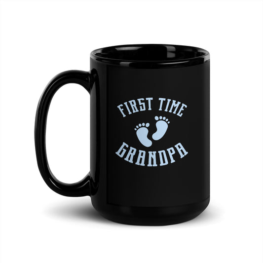 First Time Grandpa Blue Black Mug