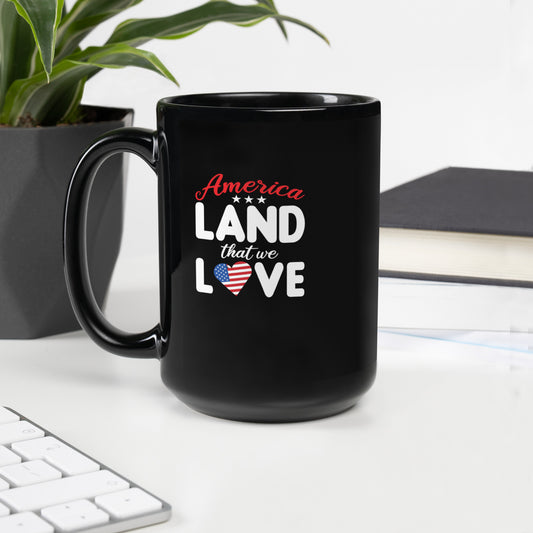 America Land That We Love Black Mug