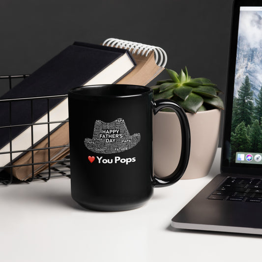 Love You Pops Black Mug