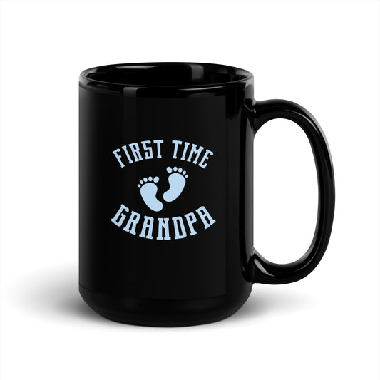 First Time Grandpa Blue Black Mug