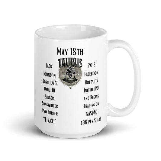 May 18th Birthday Mug - Jack Johnson & Facebook