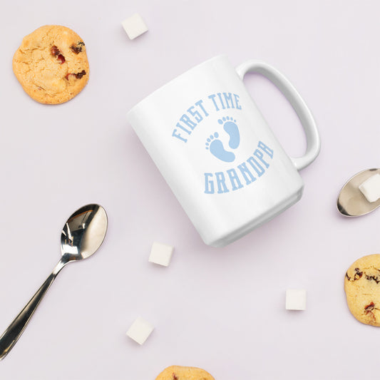 First Time Grandpa Blue Mug
