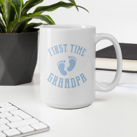 First Time Grandpa Blue Mug